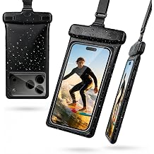 wellhouse Waterproof Phone Pouch, Waterproof Phone Case for iPhone 17 16 15 14 13 Pro Max XS Samsung, IPX8 3D Cellphone Dry Bag Beach Essentials 1 Pack -Earl Black 7 inch