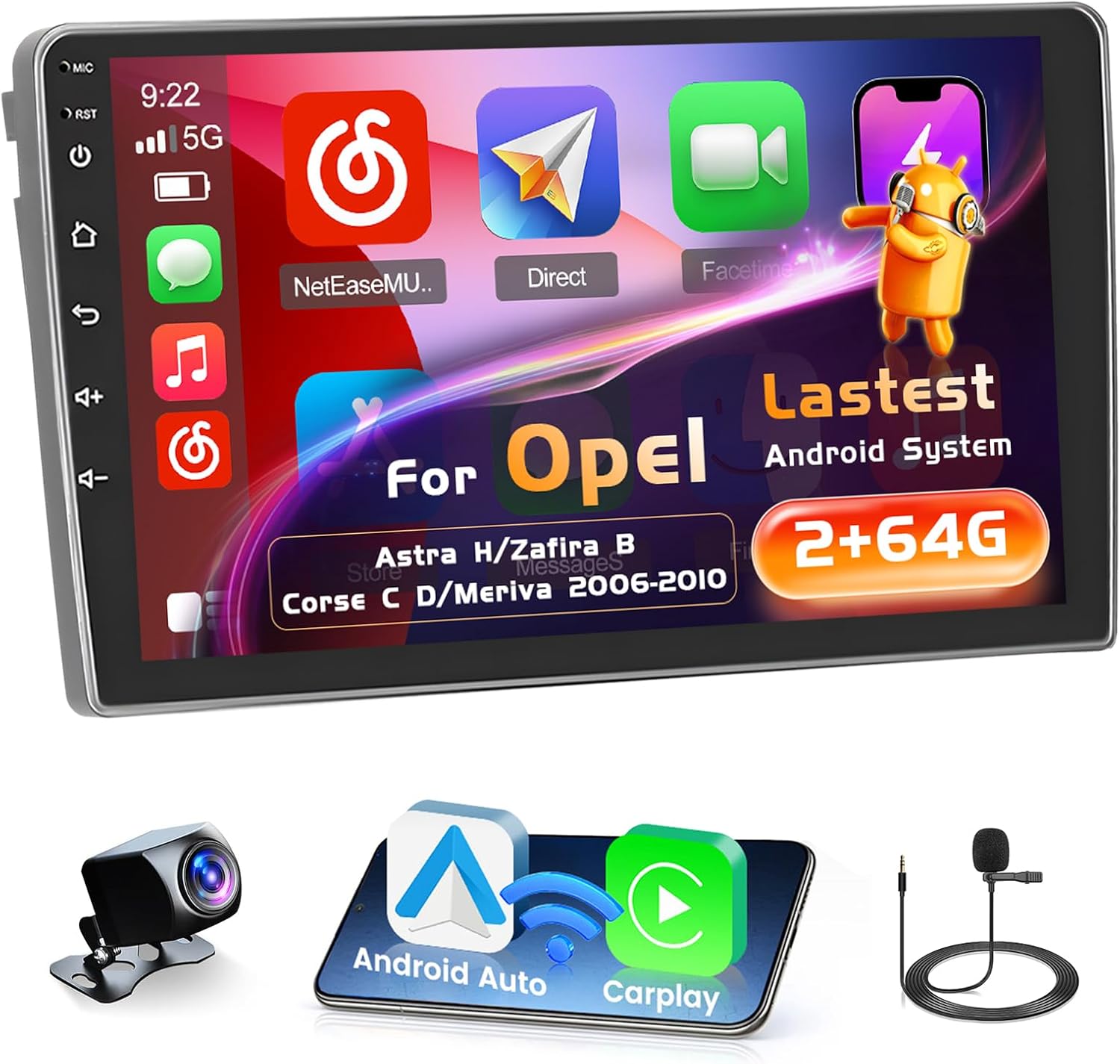 Inefala 2 64G Android 15 CarPlay Radio für Opel Astra H/Zafira B