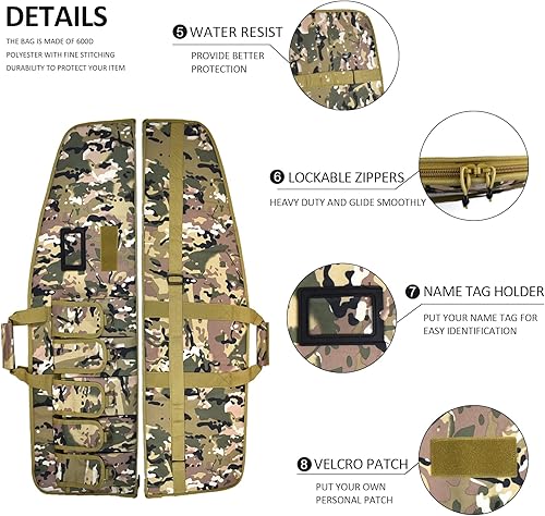 Miniatura 6 de AUMTISC Estuche para rifle táctico AR15 con 5 bolsas, bolsa de rifle resistente para caza y campo de tiro, almacenamiento y transporte deportivo