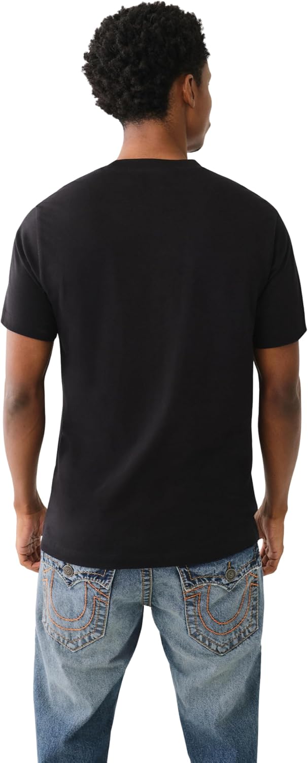True Religion Men's Tiger Face Bling Short Sleeve Tee - Casual Graphic Crew Neck T-Shirt-Jet Black