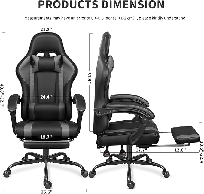 Silla Gamer con Reposapiés y Soporte Lumbar Masajeador, Altu miniatura 3