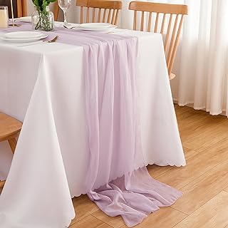 CHUQING Camino de Mesa para Boda, Color Morado, Tela de Tul, Lila, Gasa, Lila Claro, Tela de Gasa, para Colgar en la Pared, Tela Decorativa, Mantel de 4 m x 70 cm