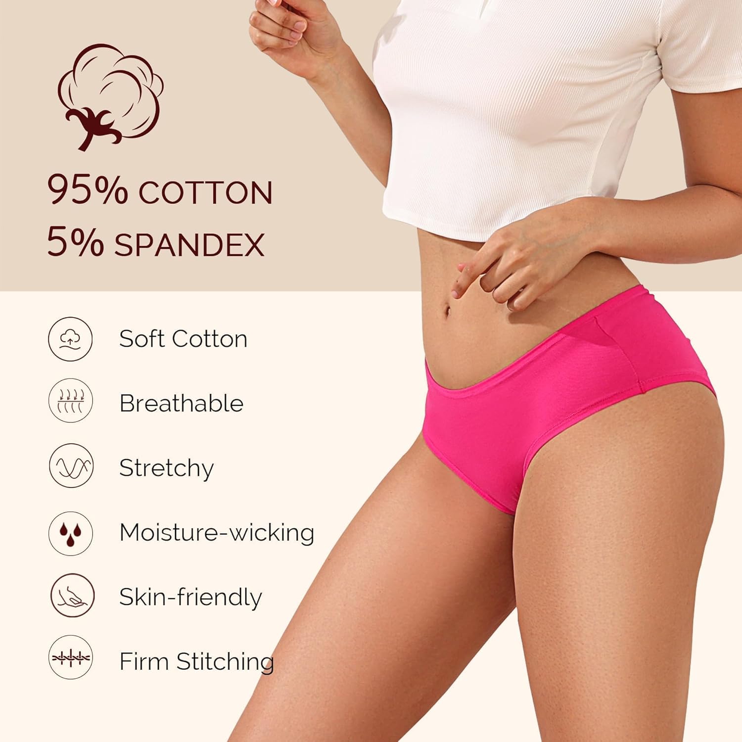 Thongs for Women Pack G String Thongs for Women Cotton Thong Underwear Sexy Soft T-back Underwear women 5 Pack - Image 4