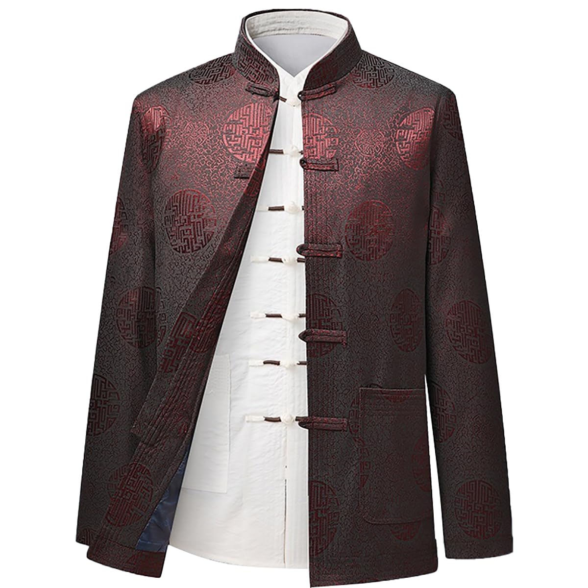 Vêtements Chinois de Kung Fu et Costumes Tang Marrons à Manches Longues Taille 180