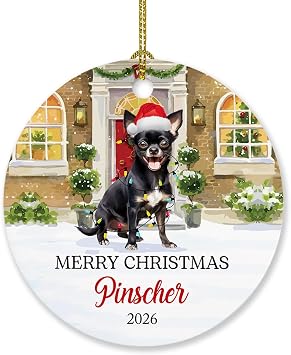 Personalized Chihuahua Black Dog Xmas Ornament, Chihuahua Ornaments Christmas Tree, Chihuahua Christmas Ornament 2026, Customized Text/Name Dogs Ornament for Chihuahua Black Dog Lovers