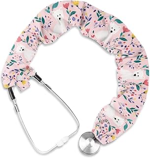 Rnyleeg 2pcs Flower Puppy Stethoscope Cover for Nurses Doctors Elastic Stethoscopes Cover Sleeve Scrunchie with Removable Tube Veterinary Supplies and Equipment