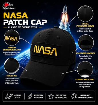 NASA Hat Gold Patch Adjustable Baseball Cap