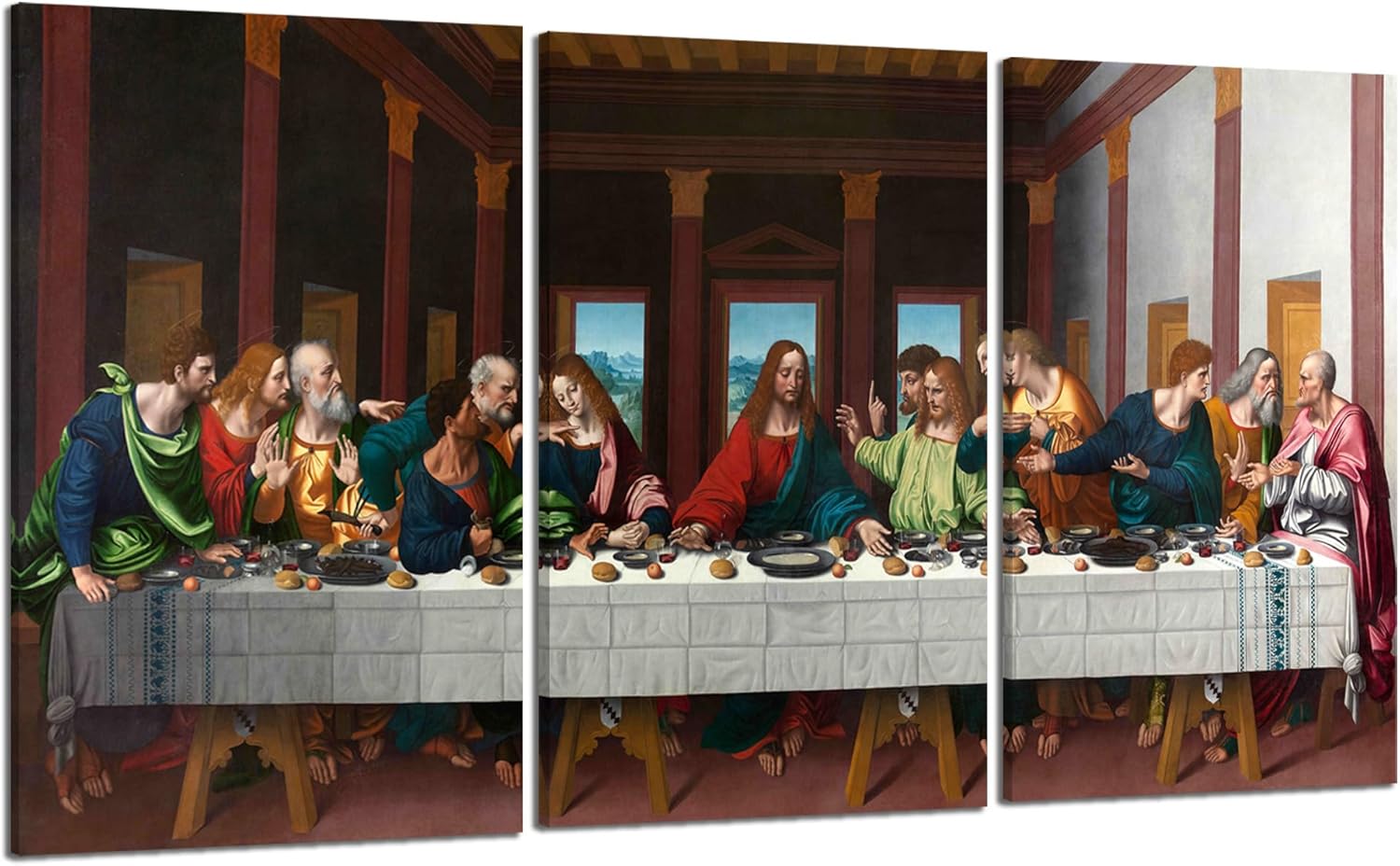 Last Supper Wall Art for Living Room Wall Decor Prints Frame Canvas Poster Christ Religious Painting Modern Artwork Jesus Christian Pictures Bedroom Decoration Ready to Hang(60''Wx32''H)