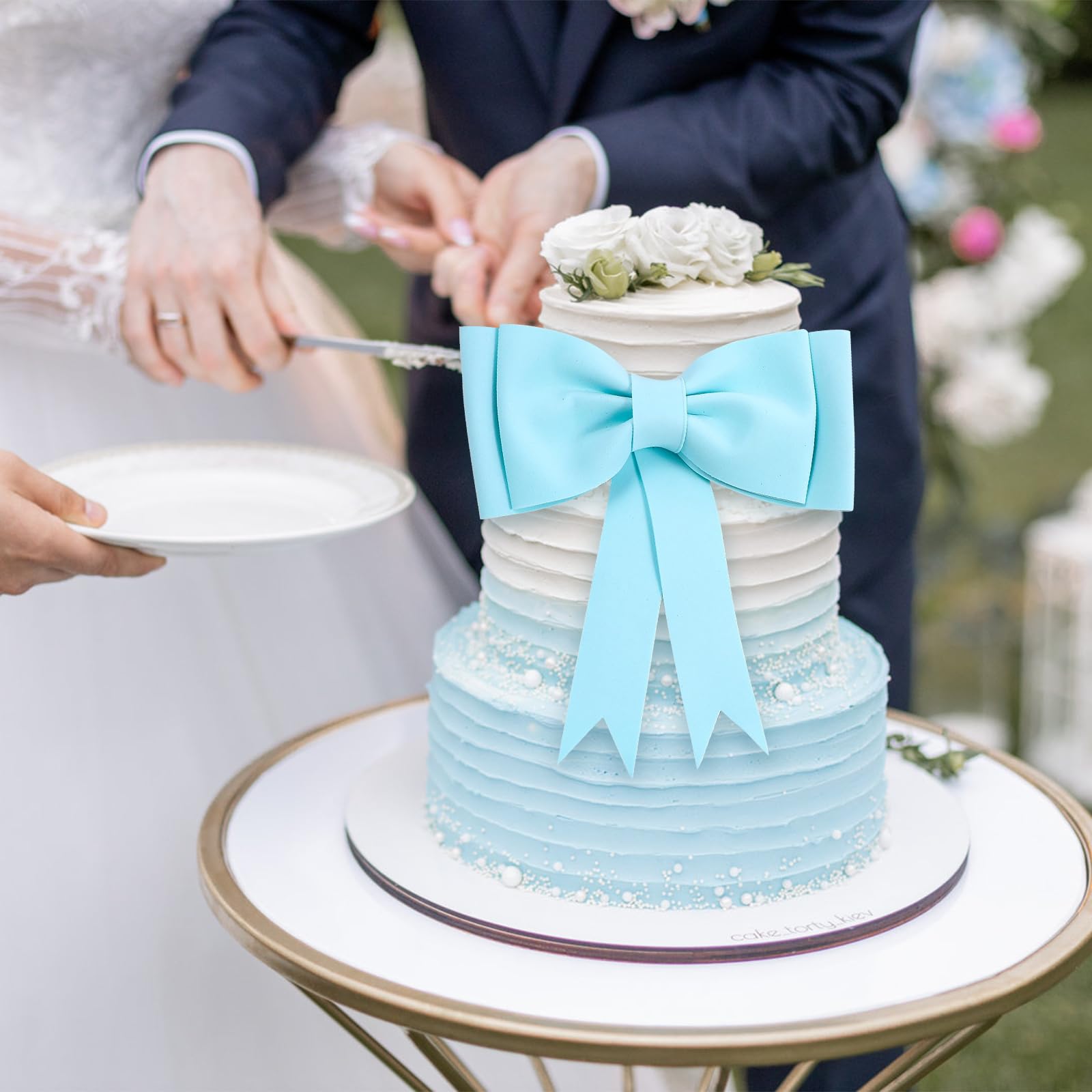 10 Stück Kuchen-Deko Mit Schleife – Weiße Kunstperlen Schleifen Für Hochzeits- & Geburtstagstorten