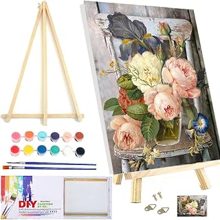 MXCFZX Flowers Paint by Numbers kit for Adults/Beginner Framed - Small Easy Acrylic Paint by Number Kits on Advanced Canvas 12x16 in, Paint Crafts for Home Decor(with Framed)