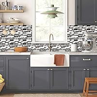 Vista 3 de STICKGOO 10 hojas de azulejos decorativos autoadhesivos para salpicaduras con aspecto de mármol, azulejos decorativos autoadhesivos en granito