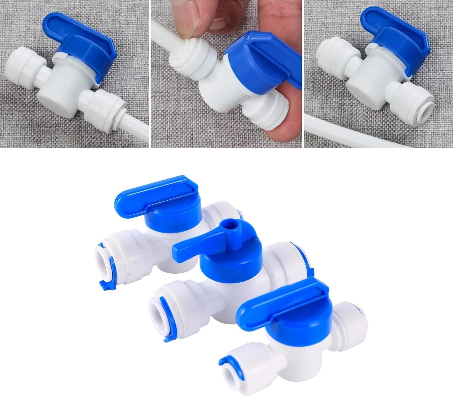 RO Water Straight Plastic Ball Valve 1/4 3/8Inch OD Hose Quick Connect Female Reverse Osmosis Aquarium Fitting 1Pcs(1I4 4-Way)