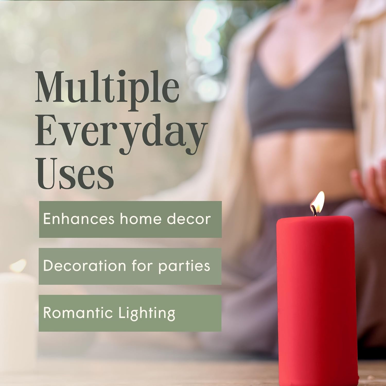 Mister Candle Unscented Red Pillar Candles Set of 3 – Dripless Smokeless 3x6 Inch Candles, Hand Poured Premium Wax, 80 Hour Burn, Solid Color Non-Scented Candles for Home Decor, Christmas & Weddings - Image 5