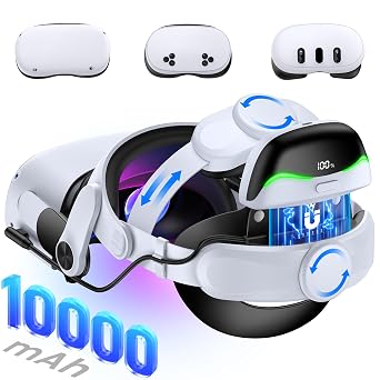 KawayeReal Battery Head Strap for Meta Quest 3/Quest 3S/Quest 2, with Magnetic Hot-Swappable & Detachable 10000mAh Battery Pack, Extends 35H Playtime, Comfortable VR Headset Strap for Oculus - MQ4003