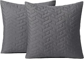Brentfords Cushion Covers 45x45 Geometric Cushion Covers for Cushion Inserts Sofa Cushion Cover Comfy Soft Cushion Covers for Cushion Pads, Charcoal Grey Cushions Pinsonic Set of 2