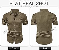 Vista 269 de JMIERR Camisas de vestir a rayas con botones y manga corta para hombre