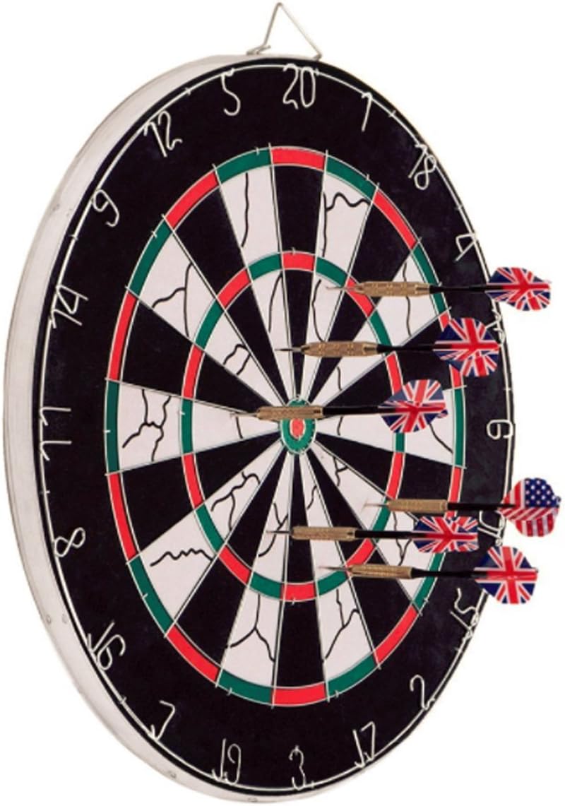 WKMR Dartboard, Double-sided Steel Dart Board with 6 Brass Darts Dart Board Set, Professional Home Dartboard Kit Game Flocking Dart Board Bristle