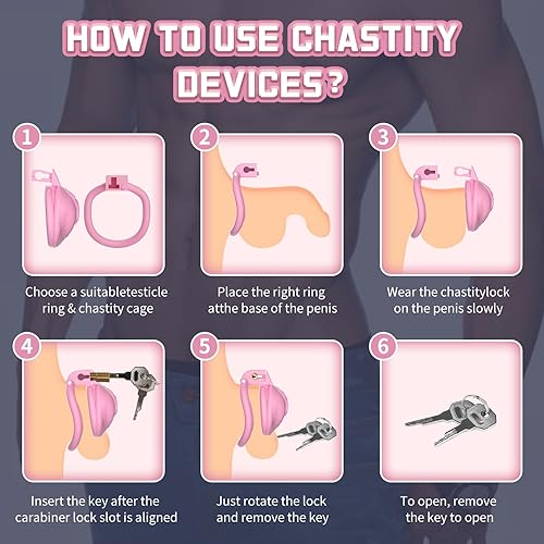 Vista 17 de Jaula de castidad Sissy - Jaula ligera para pene ABS + dispositivo de castidad de resina, juguetes sexuales para adultos con 4 tamaños diferentes