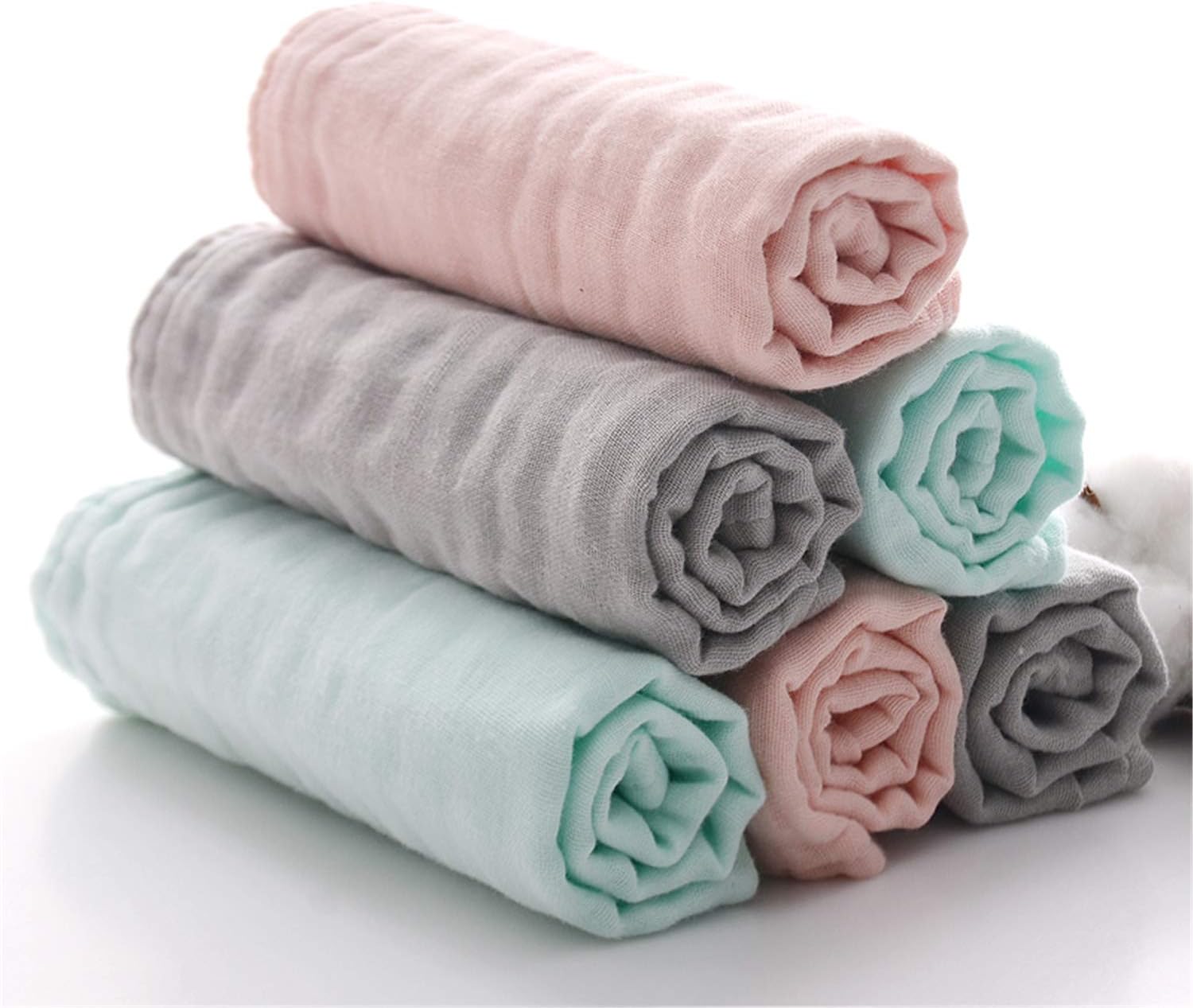 MUKIN Baby Bath Washcloths Muslin Face Towels for Newborn, Ultra Soft Wash Cloths for Babies (Multicolored, 12x12 Inch (Pack of 6))