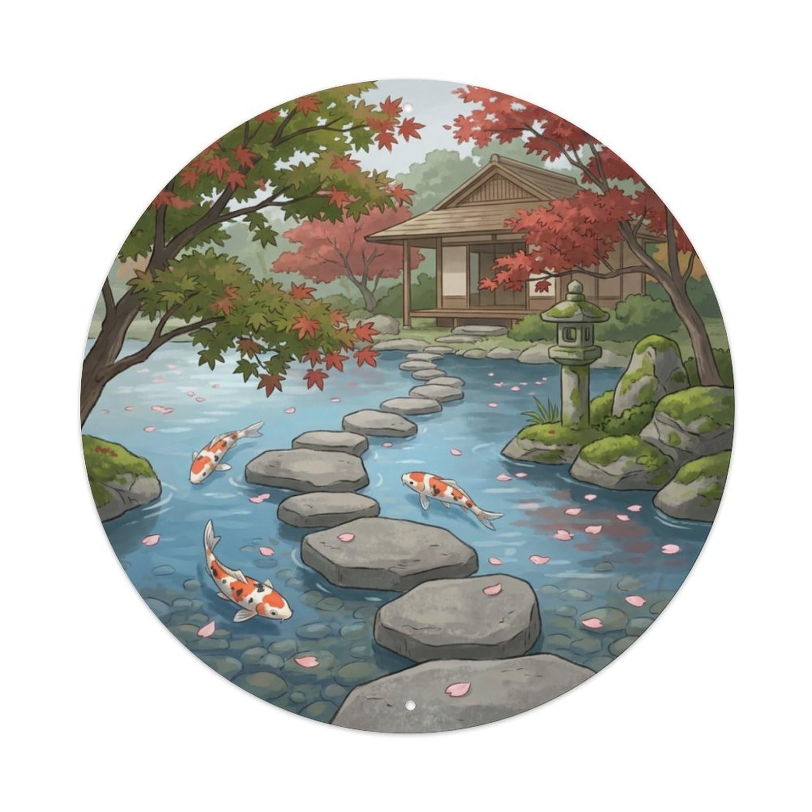 Galvaxio Style Japanese Koi Fish Stepping Stones Path Journey Metal Tin Sign