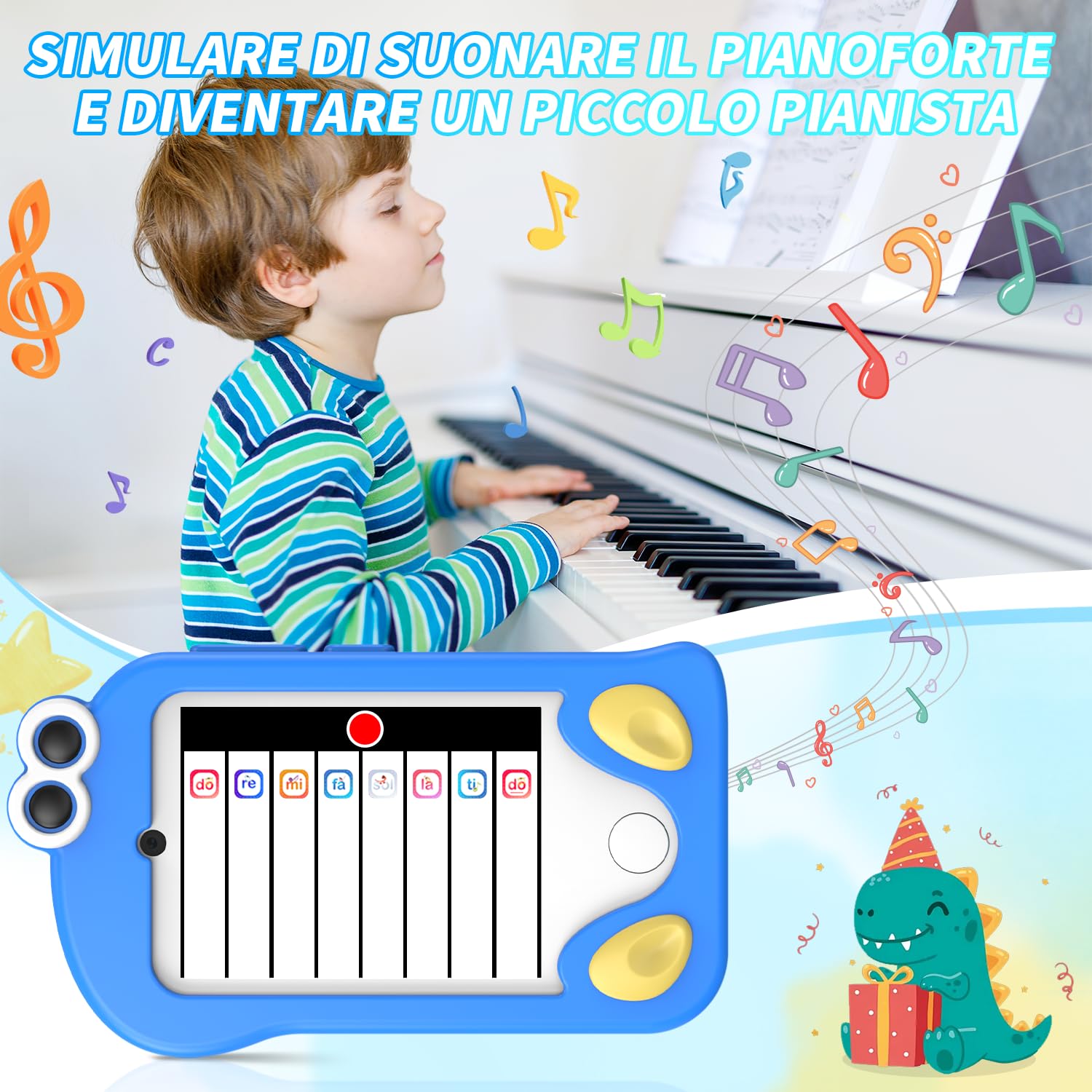 CHAKEYAKE Telefono per Bambini, Macchina Fotografica Bambini con 2,4" Schermo Tattile, Doppio Kamera, Lettore MP3, Scheda SD 32 GB, Regali di Natale e Compleanno per 3 4 5 6 7 8 Anni (Blu)