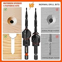 Vista 3 de Countersink Drill Bit Set, 15PCS M2 Cobalt HSS Woodworking Tool Set, Adjustable Depth Tapered Drill Bit Set with 4 Wood Plug Cutters & 1/4" Hex