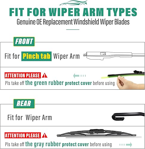 Vista 98 de 26" 20" 16" Windshield Wiper Blades Replacement for Dodge Grand Caravan 2008-2020 / Chrysler Town & Country 2008-2016 Premium All Weather Front Rear