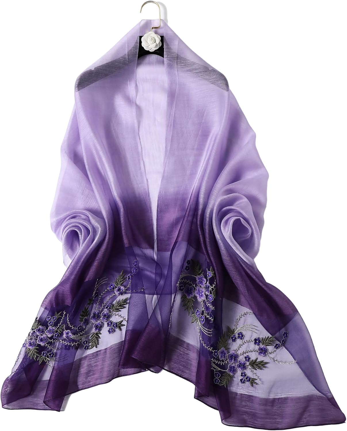 WINCESS.YU Silk Scarf for Women Lightweight Shawls and Wraps for Weddings Fashion Pashmina Shawl Embroidered Scarves - Image 2