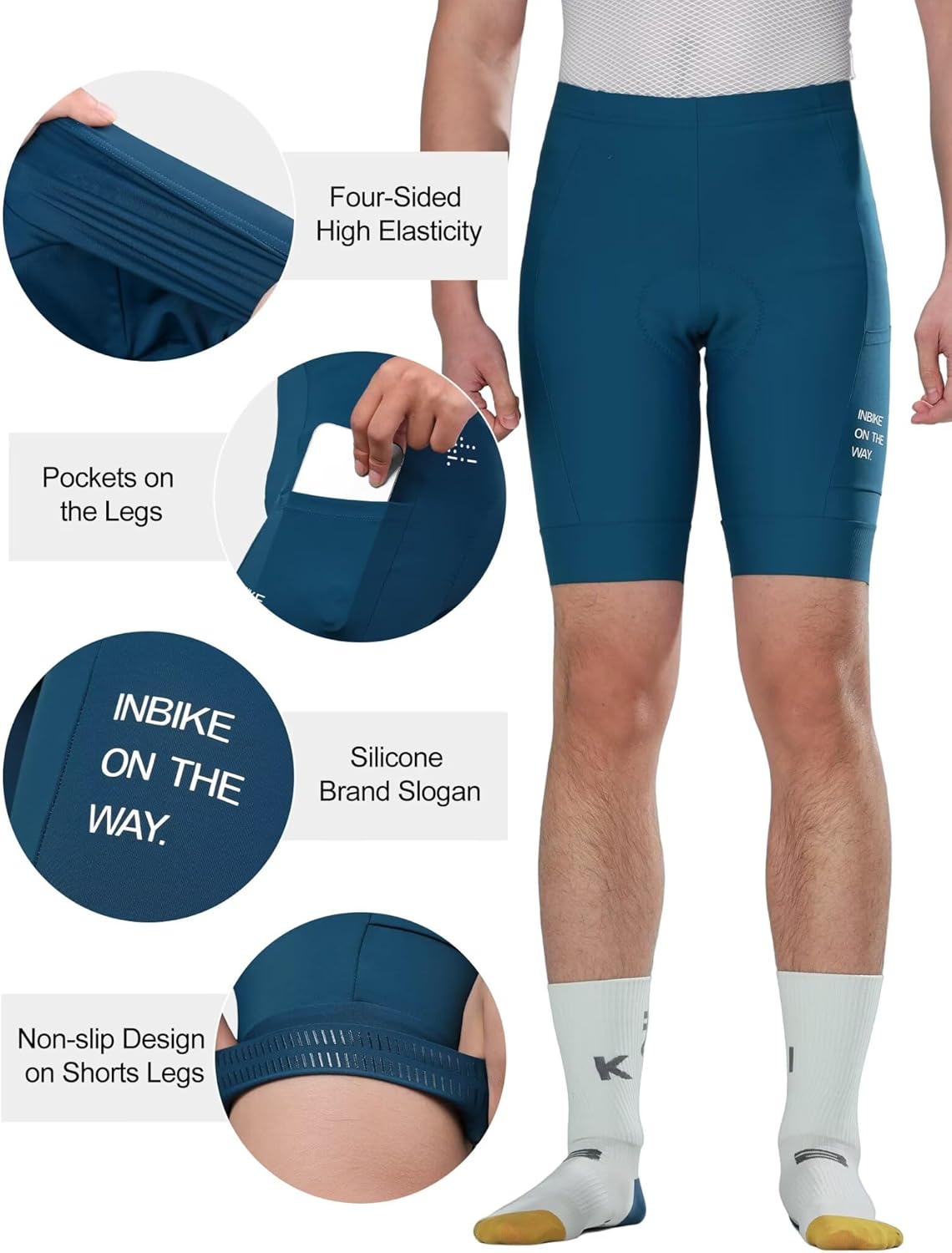 INBIKE Bike Shorts for Men, 3D Padded Breathable Cycling Shorts, Quick Dry Lightweight Biking Bicycle Shorts with 2 Pockets - Image 5