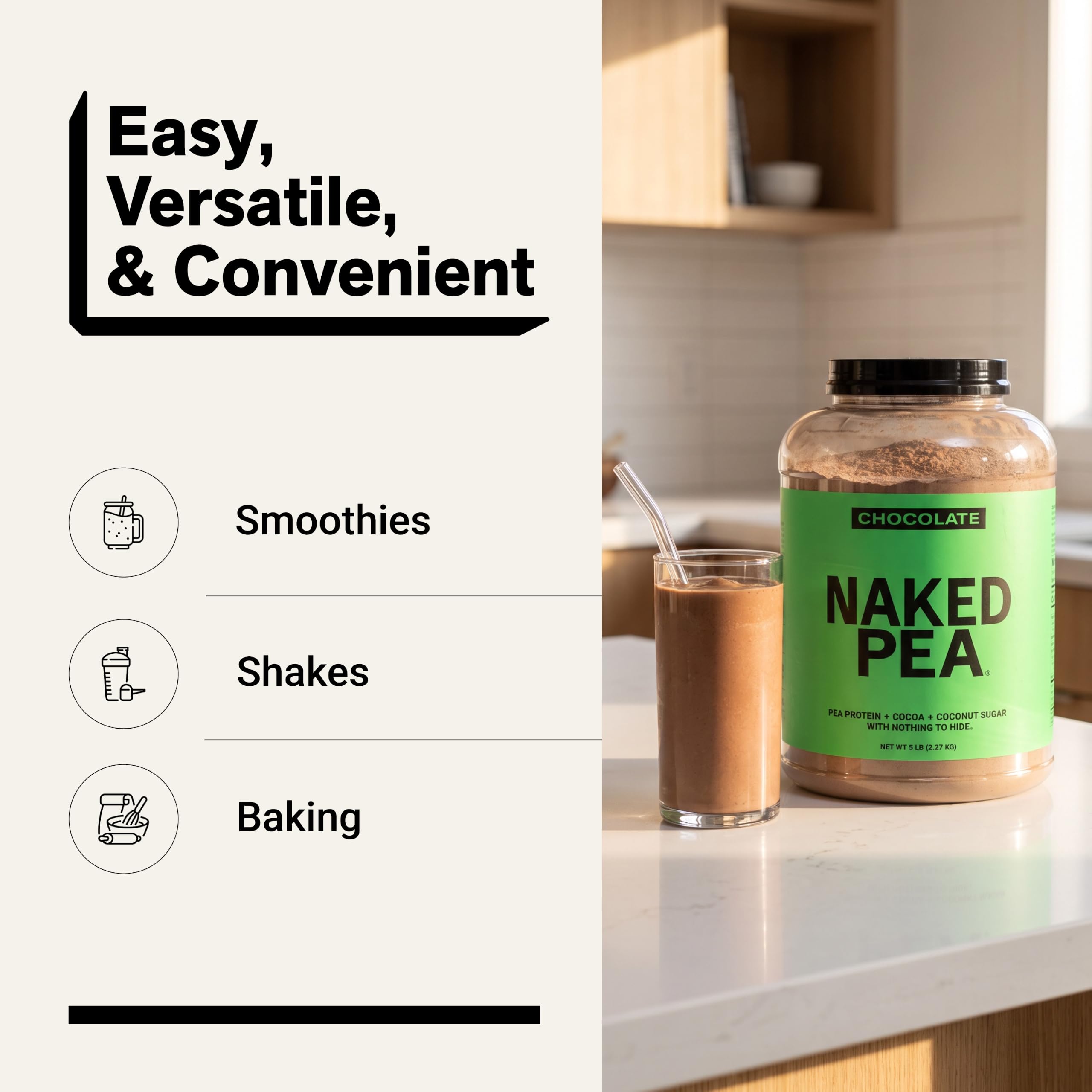 NAKED Nutrition Chocolate Pea Protein Isolate - 5Lb Bulk, Plant Based, Vegetarian & Vegan Protein. Easy to Digest, Non-GMO, Gluten Free, Lactose Free, Soy Free (Pack of 2) — Amazon image 7