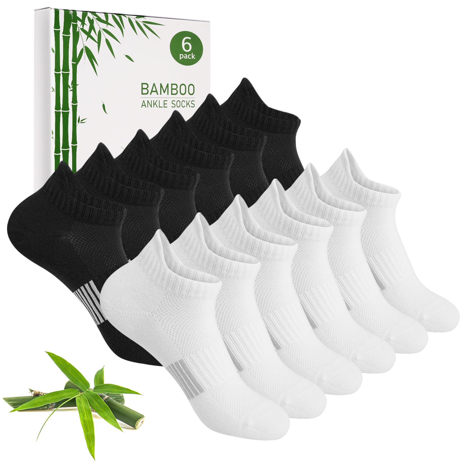 Blu Ninfee Bambus Sneaker Socken Damen 39-42 35-38, Sneakersocken Atmungsaktive Sportsocken, Laufsocken, Geschenke für Frauen, Kurze Damensocken Sommer, 6Paar