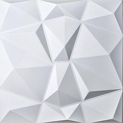 Art3d Azulejos de cuero 3D Decoartive 3D Paneles de pared 3D, diamante blanco 23.6 x 23.6 pulgadas (paquete de 6) Onda blanca,Diamante blanco