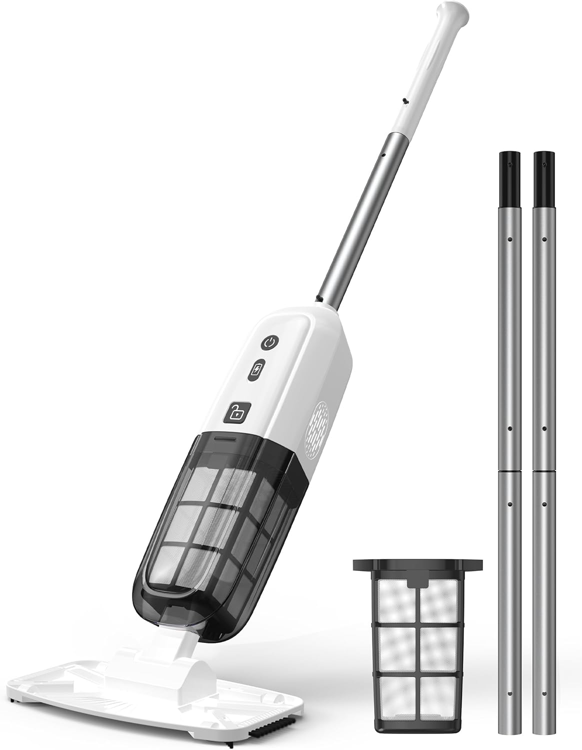 K1 Handheld Pool Vacuum,Pool Vacuum for Above Ground Pool,Rechargeable Pool Cleaner with Extention Pole,16.8GPM,70 Mins Runtime,Above Ground Pool Vacuum for Inground Pools, Spas, Hot Tubs,White