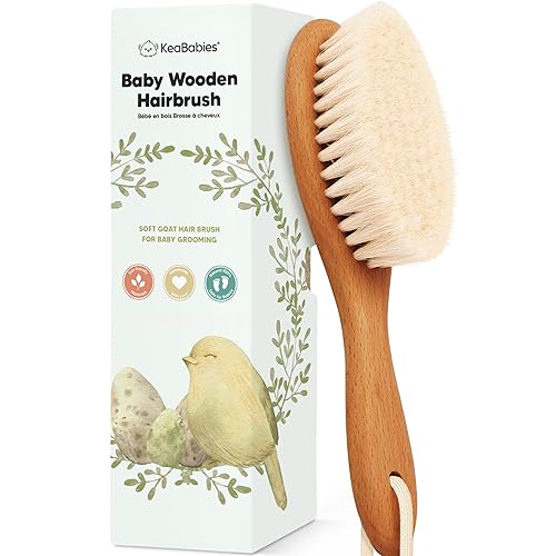 Miniatura 28 de Cepillo de madera para el pelo del bebé, cepillo de bebé con cerdas suaves de cabra, peine suave perfecto para recién nacidos para bebés, niñas