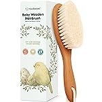 Wooden Baby Hair Brush - Cradle Cap Baby Brush with Soft Goat Bristles, Perfect Gentle Scalp Newborn Comb for Infant, Girls, Boys, Bath Essentials (Golden Oak, Oval)