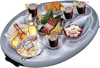 Firlar Suporte flutuante para bebidas para piscina, suporte inflável flutuante para bebidas com 8 furos, acessórios para banheira de hidromassagem para adultos, suporte para bebidas na piscina, bandeja flutuante para piscina e banheira de hidromassagem (preto)
