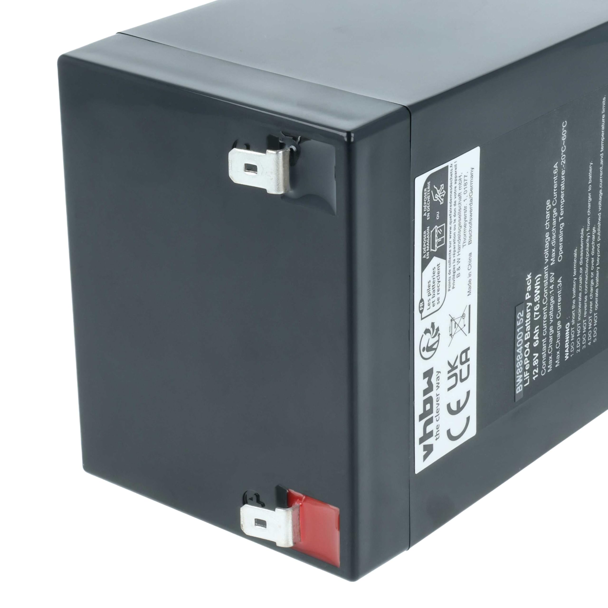 vhbw Batterie Compatible avec LD Systems Road Buddy 10, Roadman 102 Haut-parleurs, Enceintes portatives (6Ah, 12,8V, LiFePO4)
