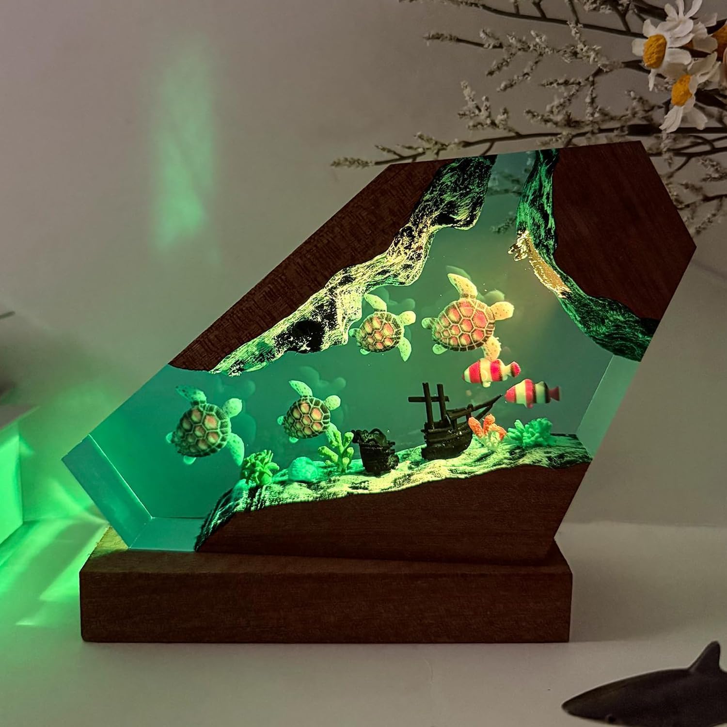Sea Turtle Ocean Resin Lamp - Handmade Resin Night Light with USB Port, Variable Lights, Sea Turtle Gifts for Women and Men, Ocean Enthusiast Collectibles, Unique Birthday Gifts for Him & Her (6"x4") - Image 4