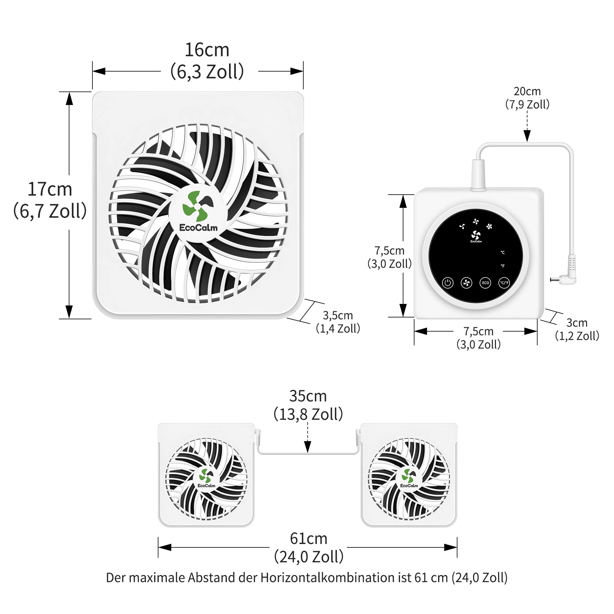 Ventilatore per radiatore con magneti per radiatori in ghisa, 2 ventilatori magnetici con termostato intelligente, ventilatore per radiatori aumenta l'efficienza di riscaldamento e risparmia i