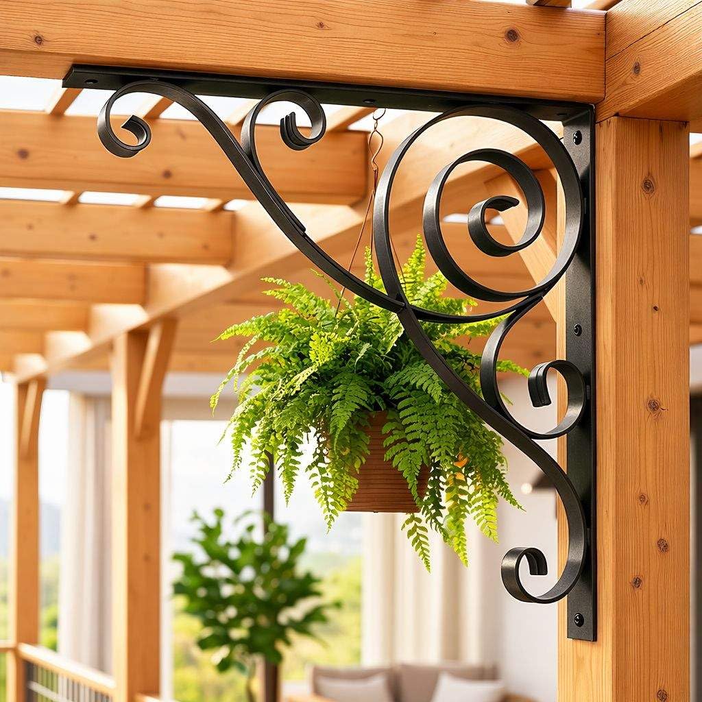DanDiBo Staffa angolare metallo nero 50 x 50 cm Ferro battuto Connettore angolare Staffa Elemento decorativo Braccio da parete da giardino Resistente alle intemperie