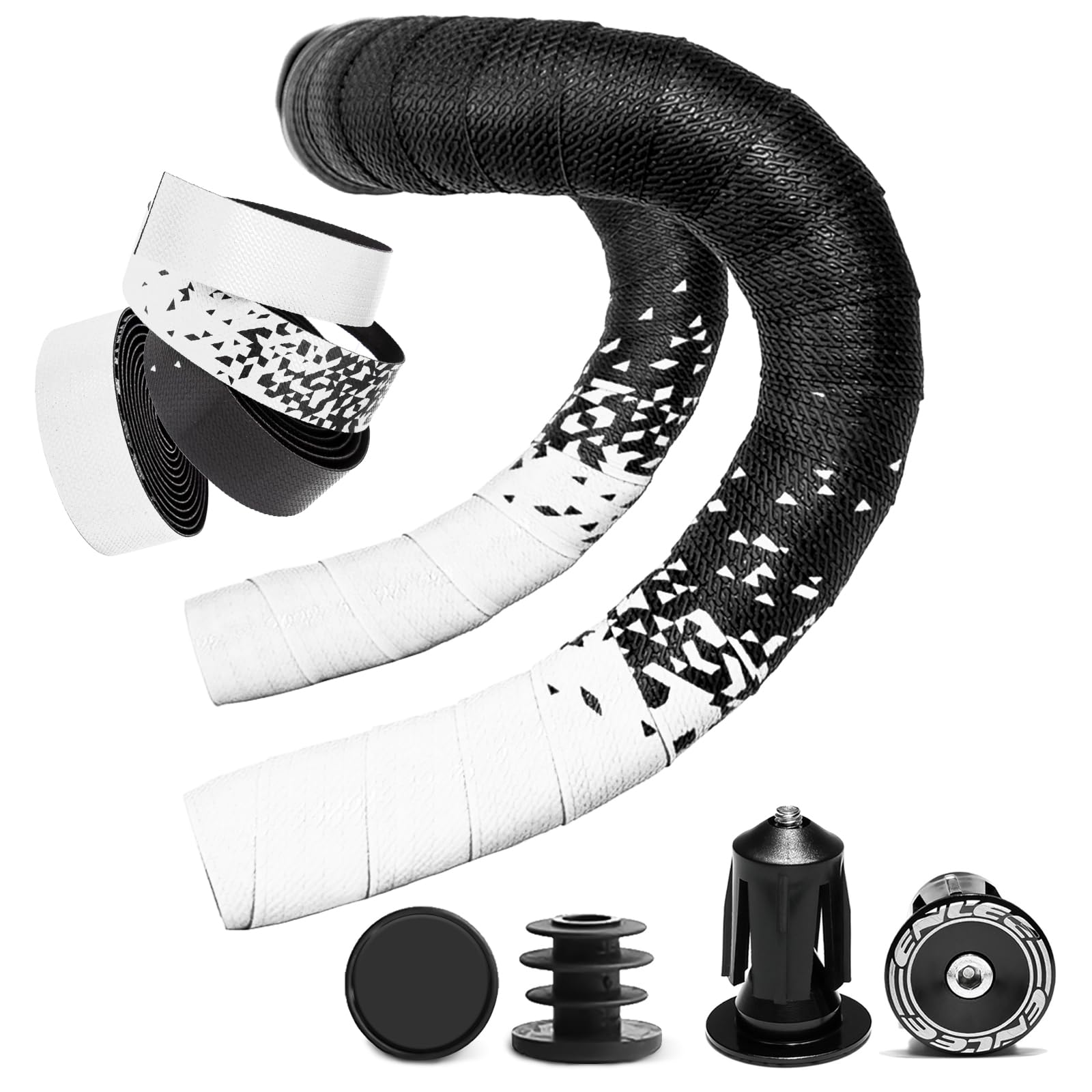 POMFAEE 2PCS Bike Handlebar Tapes, Bicycle Handlebar Tape, Road Bike Handlebar Tape, Cycling Handle Wraps, Comfortable, Durable, Anti-Slip, Sweat-Absorbing Design, Black