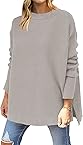 ANRABESS Womens Crewneck Knit Pullover Sweaters Batwing Long Sleeve High Low Hem Casual Jumper Top 2023 Fall Winter Fashion Clothes 613yinhui-M Silver