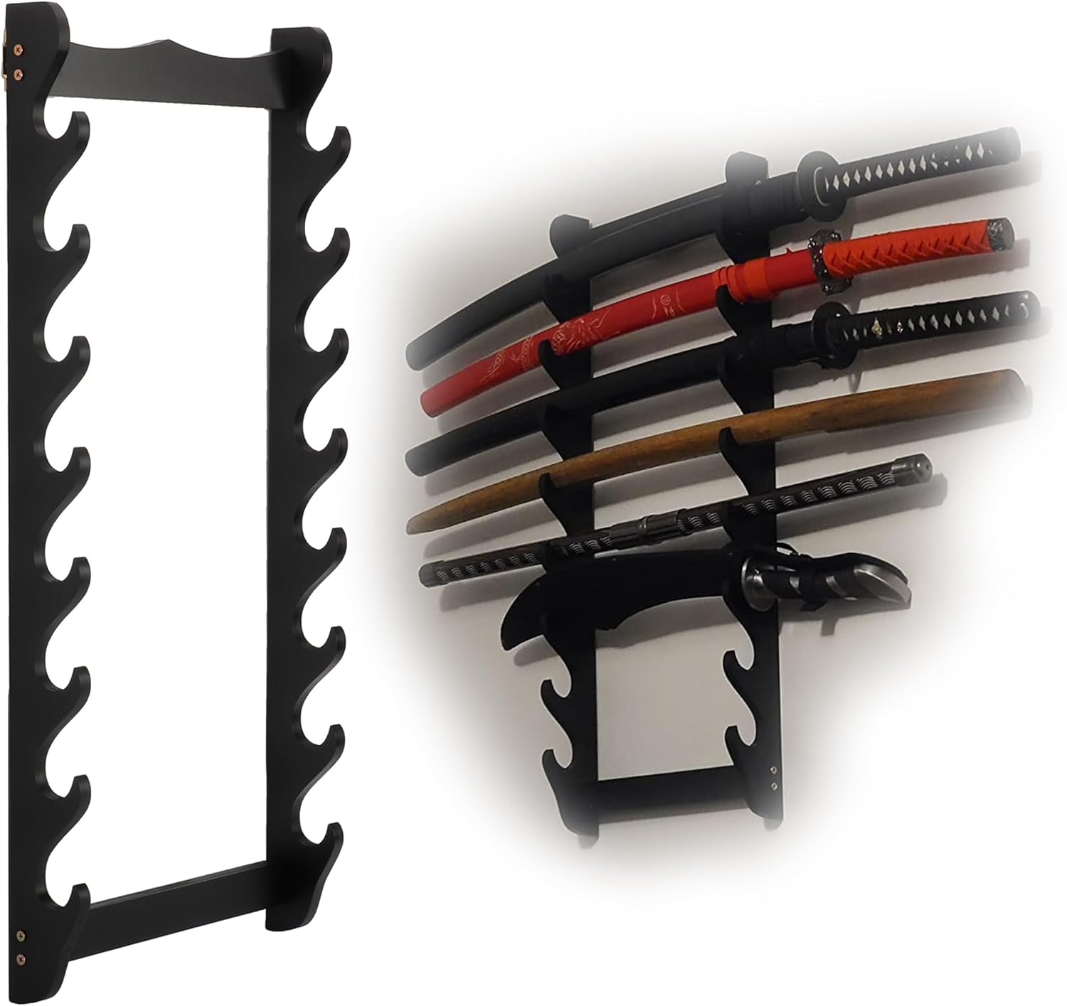 Nisorpa 8 Tier Sword Stand Display Wall Mount Sword Holder Wooden Sword ...