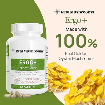 Real Mushrooms Ergothioneine (60ct) and Reishi 415 (90ct) Bundle with Shiitake and Oyster Mushroom Extracts - Longevity and Relaxation -Vegan, Gluten Free, Non-GMO - Natural Support for Healthy Aging