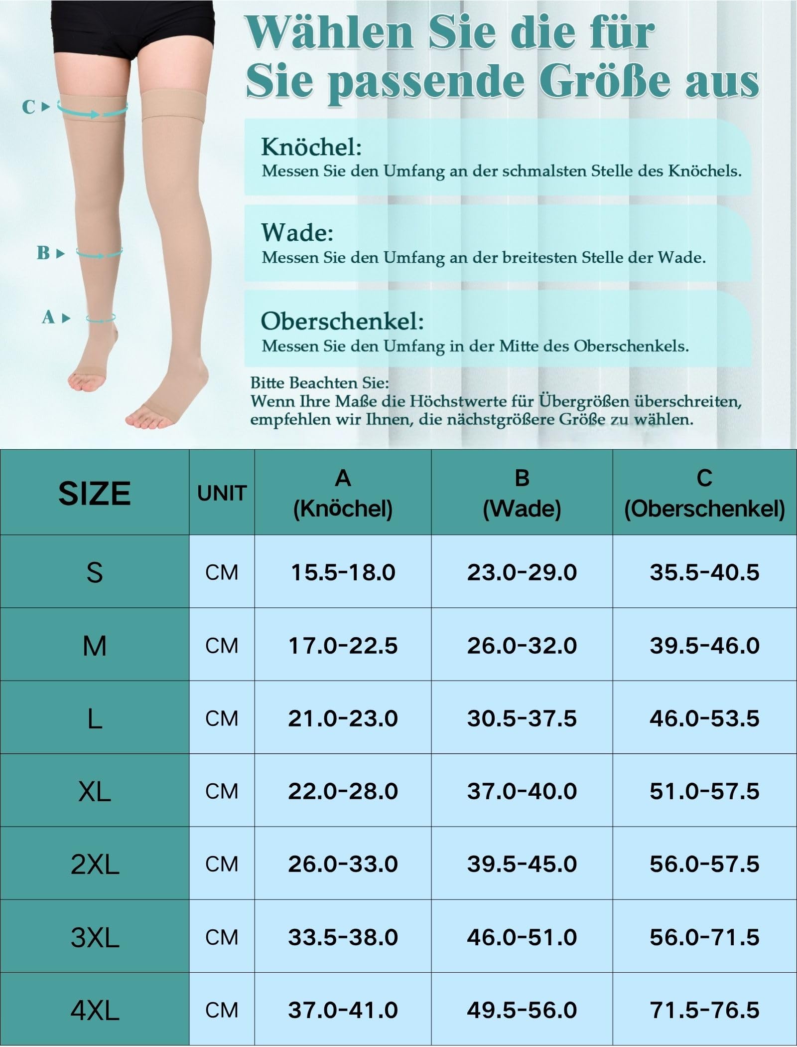 Medias de compresión médicas largas para mujer y hombre, clase 1, 15 – 20 mmHg, calcetines de trombosis para mujer, calcetines de compresión de vuelo, 2 pares de medias de apoyo para varices