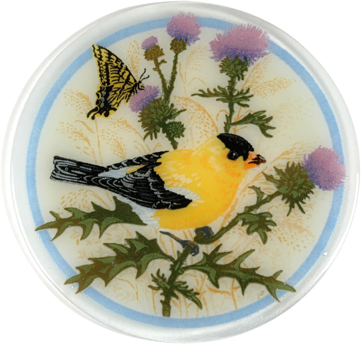 Peggy Karr Goldfinch 11Inch Plate, Handmade Glass Dinner