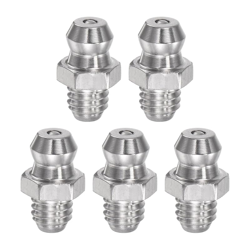Kit de Engraxadeiras Retas em Aço Inoxidável 304 uxcell M6 x 1,0 mm com Rosca Métrica, 5 Peças