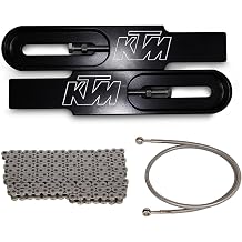 Swingarm Extensions to fit 2017 KTM 390 Duke Black Engraved 4.5-9" Stretch with 55" Brake Line and 520x 150 Link Chain - Made in the USA