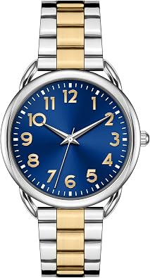 Bisley Women Watch Stainless Steel Bracelet with Magnetic Clasp Arabic Numbers Easy to Read Watch