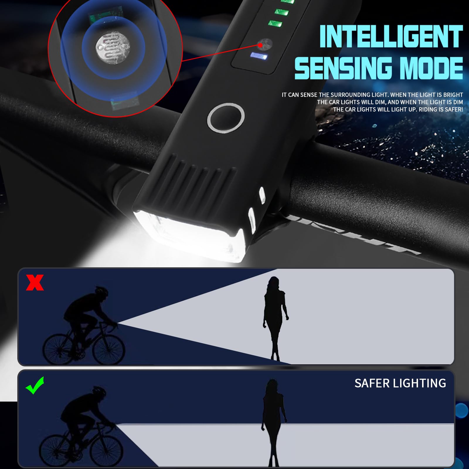 Lumière Vélo,Avec Jeu De Feux Arrière Rechargeables Par Type